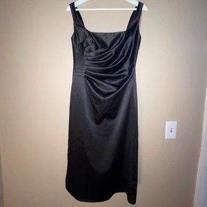 ABS Evening by Alan Schwartz Black Statin Midi Dress 👗